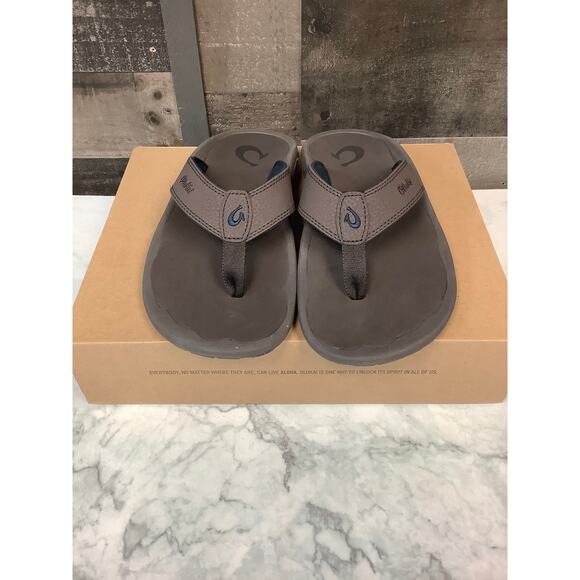 OluKai Men's 7 Brown Dark Wood Ohana Slide Sandals Casual Beach Summer LB7-2 - Picture 2 of 8